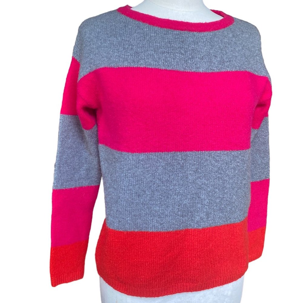 C&C California Wool Blend Colorblock Striped Sweater Retro Barbiecore Preppy-XS